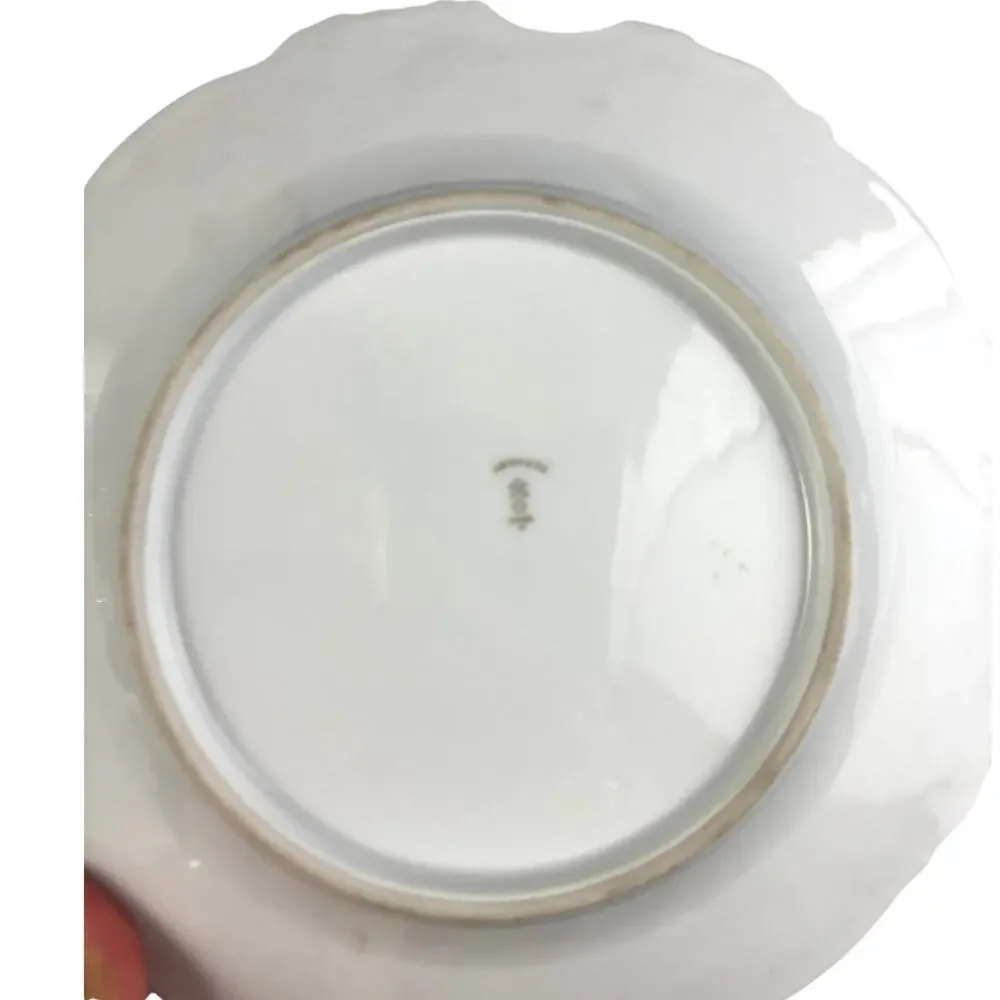 Vintage Porcelain Floral Plate Scalloped Edge‎ Hand Painted Style Cottage Decor